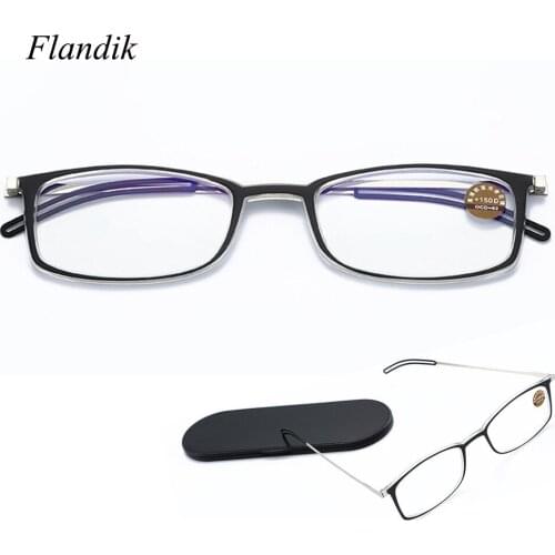 Folding Reading Glasses Anti-blue Ray Sqaure Frame Unisex Ultralight Portable Optical Presbyopia Glasses Prescription Spectacle