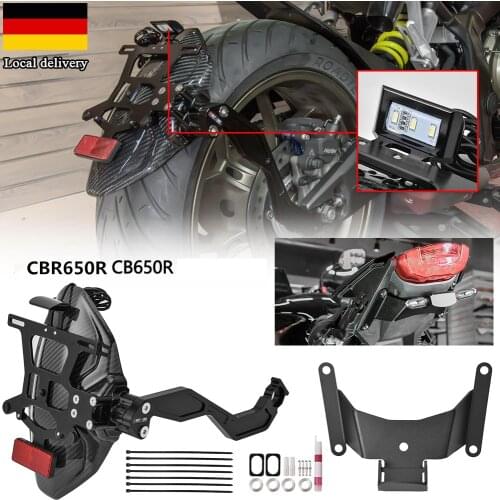 Motorcycle Carbon Rear Fender Mudguard Splash Guard with License Plate LED Light for 2019 2020 Honda CBR650R CB650R Accessories