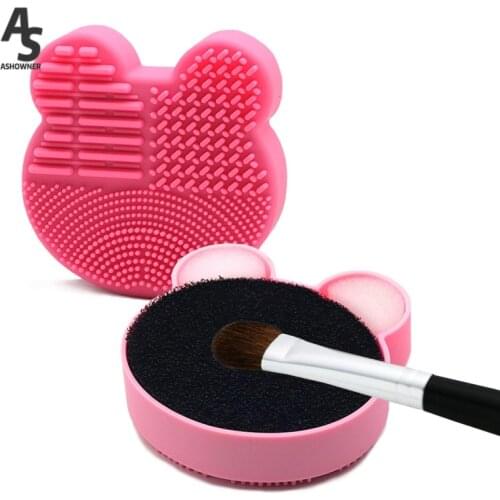 1pcs Cat Makeup Brush Cleaner Pad Washing Brush Box Cleaning Mat Cosmetic Brushes Cleaner Universal Make Up Tool Scrubber Pads