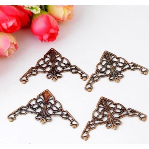 Free shipping 20Pcs Bronze Tone Filigree Wraps Connectors Metal Crafts Decoration DIY Findings Connectors 4.9x3.6cm F0832
