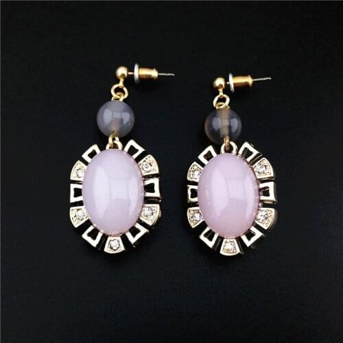 2017 Free Shipping New Arrival Allibaba Ethnic Rose Gold Earrings Purple Rhinestones Drop Wedding Earrings