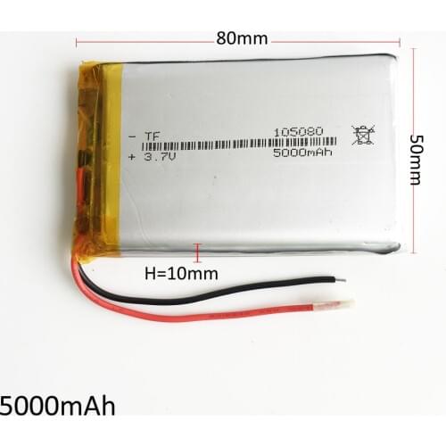 3.7V 5000mAh Lithium Polymer LiPo Rechargeable Battery cells For Power bank video PSP Laptop MID PAD protable tablet PC 105080