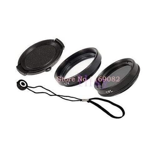4 in1 43 49 52 55 58 62 67 72 77MM lens cap Cover + UV Filter + CPL filter + Anti-lost rope For 5D2 5D3 5D4 60D 1DX 6D D810 D800