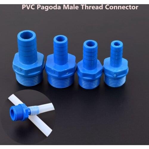 5pcs 1/2"-8/10/12/16mm 3/4"-12/16mm PVC Pagoda Male Thread Connector Garden Irrigation Hose Connector Aquarium Adapter