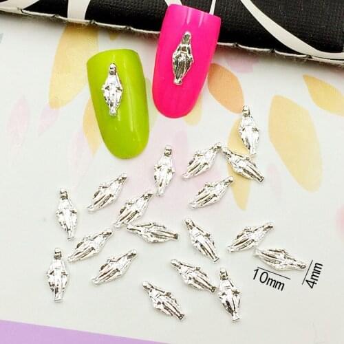 50pcs/pack Japan Korea Alloy Nail Art 3D Silver Jesus Metal Accessories Decoration for Phototherapy Nail Sticker DIY