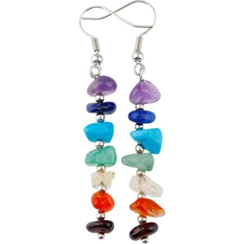 7 Chakra Stone Dangle Earrings for Women,Assorted Shapes