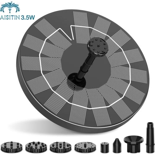 AISITIN 3.5W Solar Fountain, Bird Bath Solar Fountain with 6 Nozzles, Solar Powered Fountain for Bird Baths, Garden and Outdoor