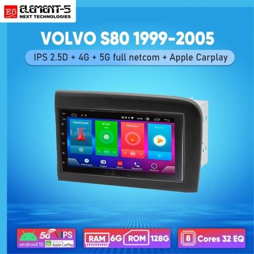 ELEMENT-5 7" 6G+128G Android 10 4G 5G WIFI RDS DSP Car Radio For VOLVO S80 1999-2005, Navigation GPS HiFi