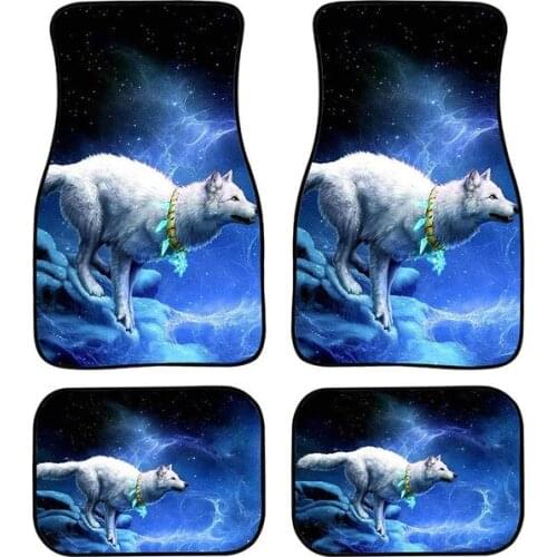 Aimaao Wolf Car Floor Mats All Weather AUTO Mat Carpet Heavy Duty Car Mattress with Rubber Backing Non Slip Men Auto Decor