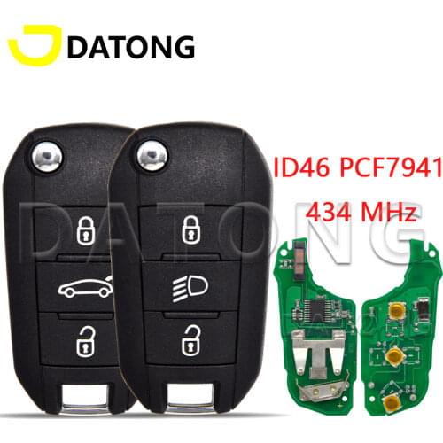 Datong World Car Remote Control Key For Peugeot 208 2008 301 308 508 5008 Citroen C-Elysee C4-Cactus 434MHz ID46 PCF7941 Chip