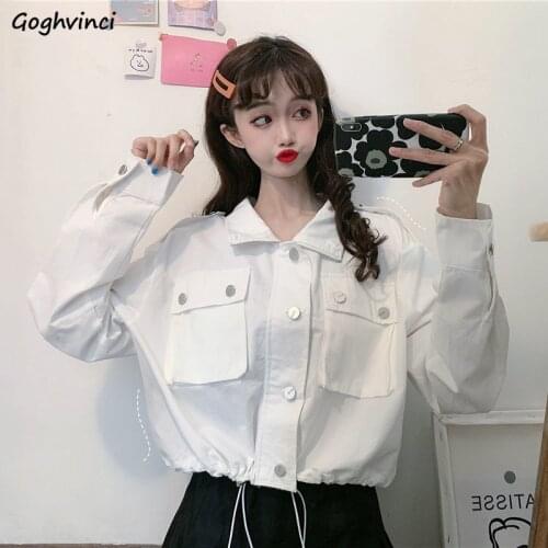 Basic Cropped Jackets Women Spring New Stylish Pleated Adjusted Zipper Tops Student Buttons Ulzzang Designs Loose Streetwear Ins