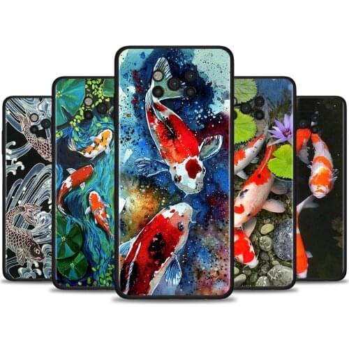 Koi Fish Funda For Poco X3 M3 Pro NFC F1 Shell for Mi Note 10 Pro Coque for Mi CC9 Pro CC9E A3 A2 Lite Para