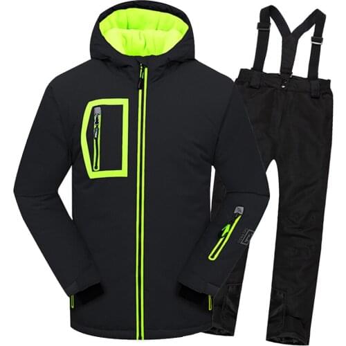 Kids Ski Sets Warm Coat Skiing Suit Windproof Boys Jackets Bib Pants Clothes Sets Children Outerwear For 3-14 Years