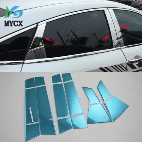 For Honda Civic 10th Gen 2016 2017 2018 Sedan Window Pillar Post Accent Stainless Glossy Cover Trim Molding Garnish Decoration