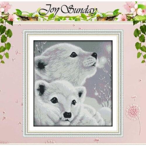 Two Little Polar Bears Counted Cross Stitch 11CT 14CT Cross Stitch Set Wholesale DIY Cross-stitch Kit Embroidery Needlework