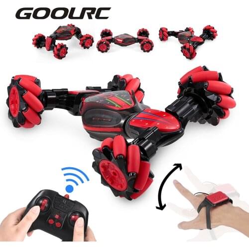 GOOLRC New 2.4GHz 4WD Double Side RC Stunt Car Gesture Sensor Watch Control Deformable Electric Car All-Terrain Car Toys for Kid
