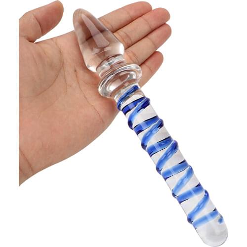 IKOKY Fake Penis Double Ended Head Anal Butt Plug Adult Sex Toys for Women Male Female Masturbator Prostate Massage Glass Dildo