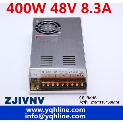 48V 8.3A 400W switching power supply input 110/220v output 48V DC adjustable cctv smps led power supply LED driver (S-400-48)