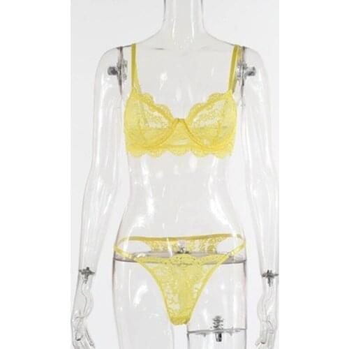 Sexy Lace Lingerie Set Women Underwear Transparent Bra Party Black Lace Underwear Brassiere Underwear