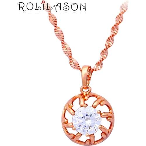 Royal style rose gold tone White crystals zircon necklaces & pendants for wedding fashion jewelry LN080