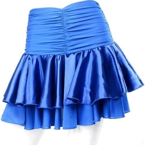 Ballroom dance fold waist double lotus leaf swing Latin dance practice SHORT skirt S11054