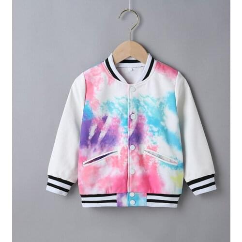 Girls spring and autumn long-sleeved jacket childrens clothing girl tie-dye coat coat suitable for 3-7 years old