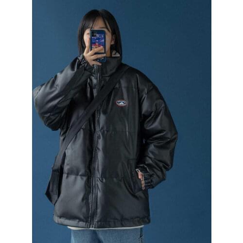 Woman Jacket Parkas Coat Winter Reversible Womens Loose PU Leather Coat Coat Veste Femme