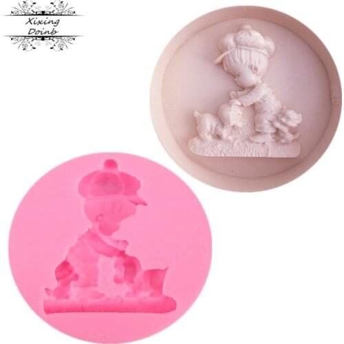 Boy dog kitten arts and crafts silica gel mold soft candy chocolate mold DIY handmade soap mold cake tool