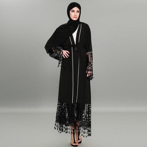 Plus size tassel diamond Muslim Abaya Arab Singapore embroidery beading Jilbab Dubai Muslims Women Dresses Islamic dress wj2519