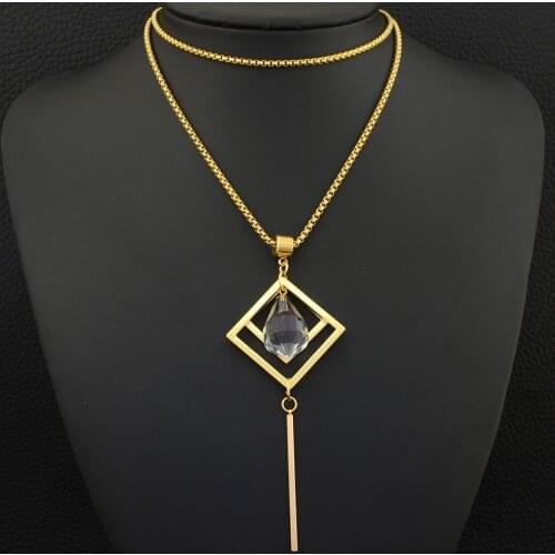 Fashion Stainless Steel Jewelry For Woman and Girl 650mm Long Charm Sweater Chain Necklace Long Pendant NEILBOBF