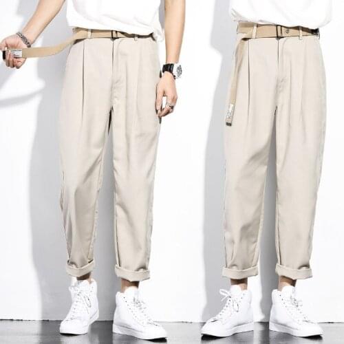 Mens Black Korean Harem Pants 2021 Japanese Streetwear Joggers Harajuku Sweatpants Hip Hop Casual Trousers Straight Drape Pants