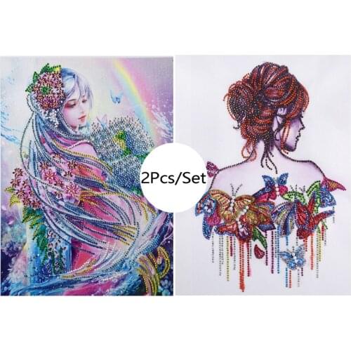 2Pcs 5D DIY Diamond Painting Angel Picture Cross Stitch Diamond Embroidery Beautiful Gril Home Decoration Diamond Unique Gift