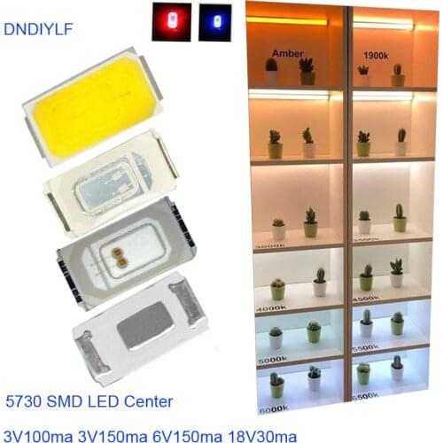 New Arrive SMD 5730 LED 100Pcs 4000K(Nature White) 3000K 6000K 3.0-3.6V 100ma 50-60lm 120lm/w Fast Delivery Free Shipping