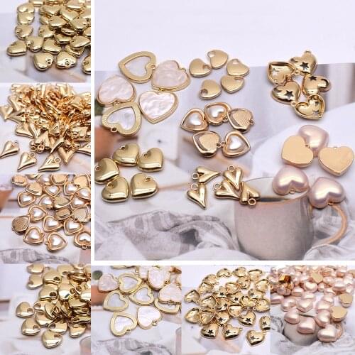 High-quality 6pcs Metal Alloy Gold Heart Charms Pendants For Jewelry Making Findings DIY Necklace Bracelet Accessaries