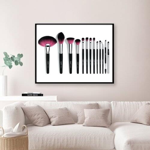 Beauty Perfume Bottle Posters and Prints Fashion Makeup Brushes Painting Wall Picture For Room Decorative Poster Canvas Print