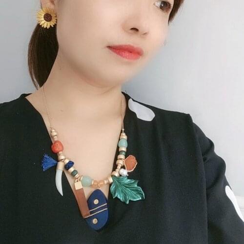 Retro simple geometric Pendant Necklace short sweater chain short women accessories wholesale