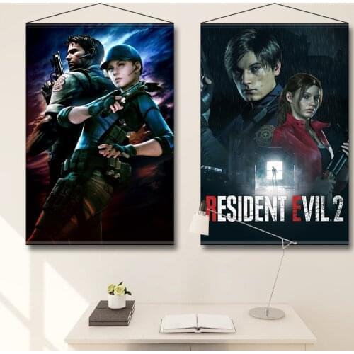 RE8VILLAGE video game Scroll Painting Bh Leon Ada Jill Wall Art Canvas Painting Bedroom Living Room Decoration Paint