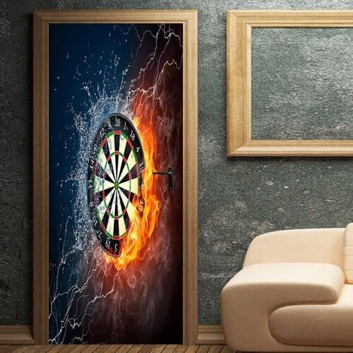 Retro Fantasy Ice Fire Dart Target Wallpaper For Living Room Wooden Door Decoration Sticker Self Stick Home Improvement 3D Mural