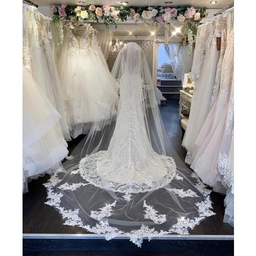 2019 Cathedral Wedding Veils 3M with Comb Lace Mantilla Bridal Veil Elegant Wedding Accessories Cathedral Length