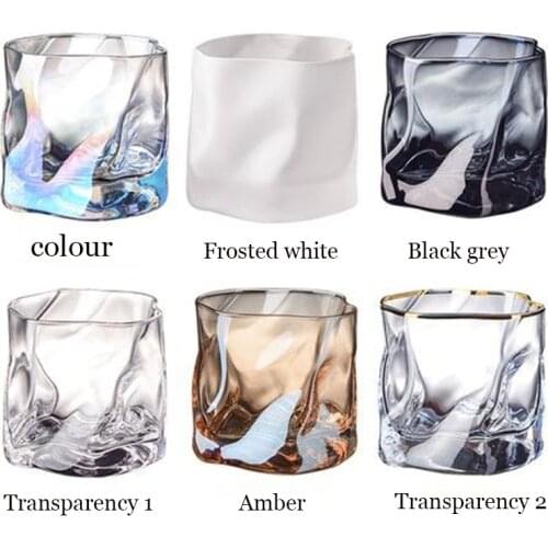 Light Luxury Whiskey Glass Flat Bottom Cup Bar Table Household Beer Glass Nordic Style Combination Drinking Cup Color Suit Cup