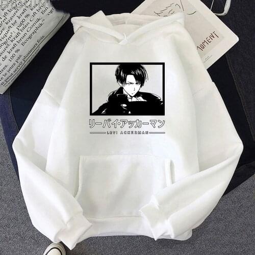 Hot Attack on Titan Hoodie Anime Levi Ackerman Print Pullover Oversized Sweatshirt Men/Women Casual Loose Tops Colors 12 Haikyuu