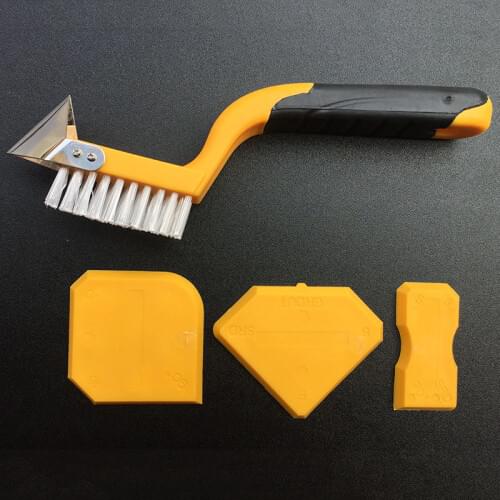 Internal Corner Glass Glue Wiper With Brushes Multi-Angle Scraper Seam Gap Cleaning Tool Remove Residual Glue