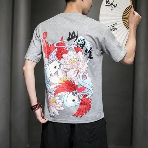 Asian Streetwear Japanese Top Online Chinese Store Harajuku Kimono Streetwear T-Shirt Samurai Costume Asian Clothes FF2734