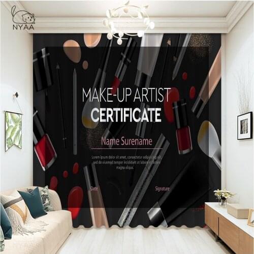 Beautiful Perfume Mascara Keys Powder Puff Blush Curtains For Kitchen Pastoral Bedroom Curtains Europe Curtain Micro-Shading