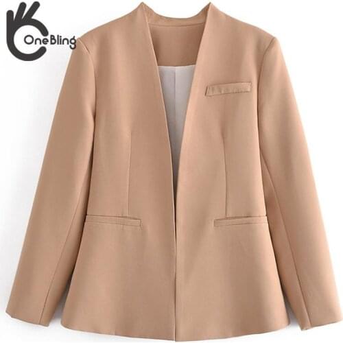 OneBling 2021 Za Colourful Green Blue Suit Blazer Jackets Fashion Wrist Sleeve Office Lady Regular Fit Casual Coats Women Tops