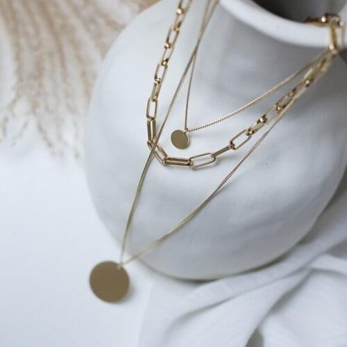 Three layer Necklace women cool wind European and American retro fold personality layered sweater chain long 2019 NEW