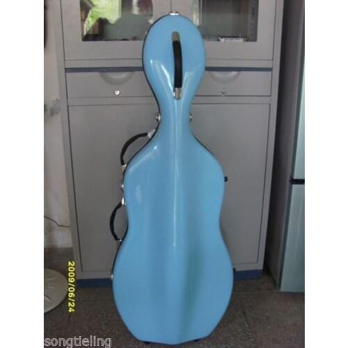 1/2 blue fiberglass cello hard case with wheells #6725