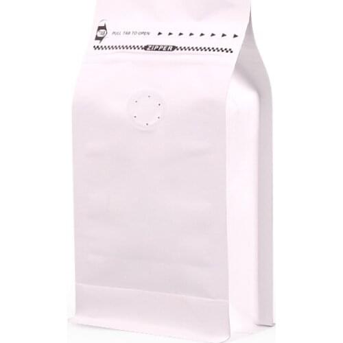 100pcs 0.25 pound volume white kraft paper Lamination aluminum foil ziplock packaging bag coffee bag eight side seal zipper bag