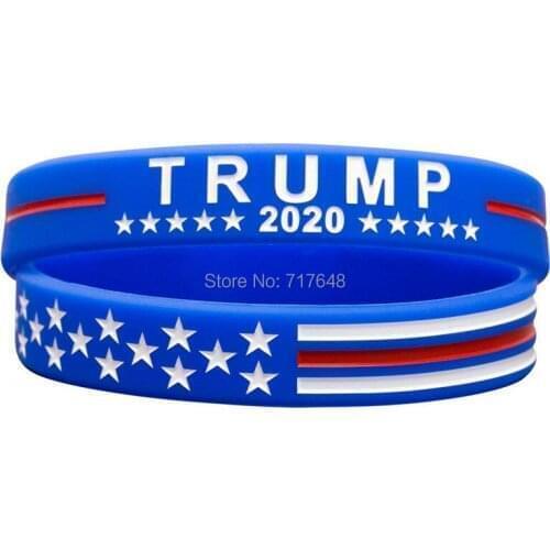 100pcs Trump Keep America Great with USA Flag for President 2020 wristband silicone bracelets free shipping by ePacket A