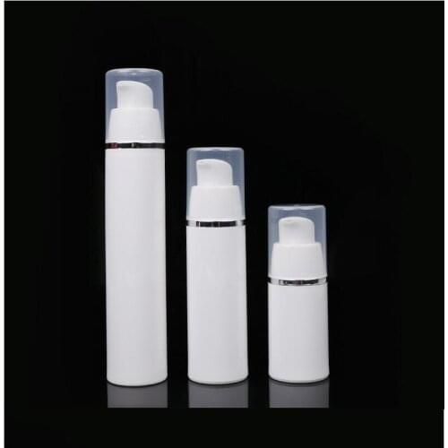 15ml white airless bottle with transparent lid silver line for serum/lotion/emulsion/foundation skin care cosmetic packing